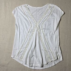Caslon Sleeveless White Petite Blouse Lace‎ Knit Tee Top Size Small